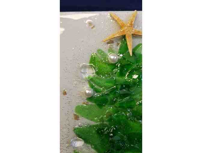 Christmas Tree Sea Glass and Shell Canvas