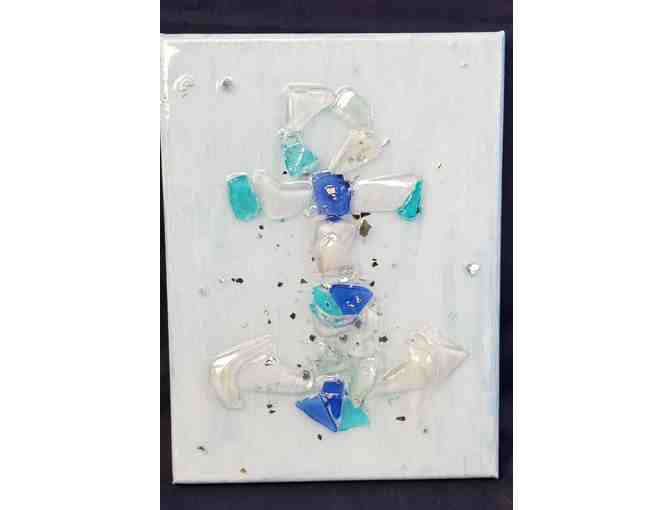 Blue Sea Glass Anchor Canvas
