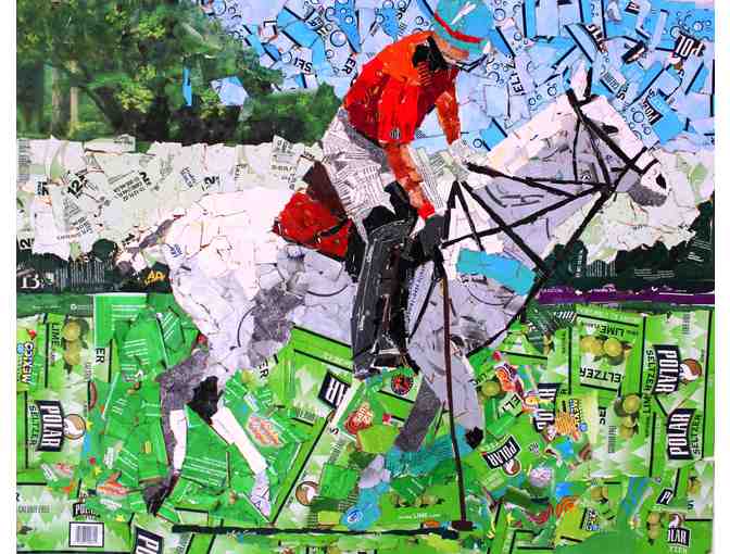 'Horseman Playing Polo' Torn Cardboard Collage by Artists from Creative Endeavors