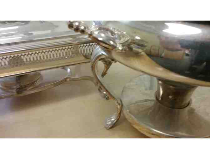 A set of vintage silver plated chafing dishes