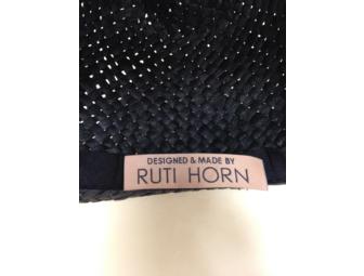 Woman's Black Straw Fedora Hat By Ruti Horn