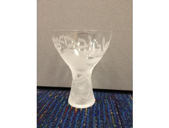 Etched Glass Kiddush Cup and Candlesticks