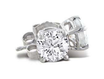 1ct Diamond Stud Earrings, H/I Color, SI2 Clarity 14 Karat White Gold Push On, Screw Off B