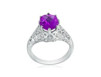 2 1/2ct Amethyst and Diamond Ring in White Gold Ring