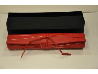 Red Leather Travel Backgammon Set