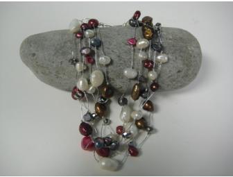 Pearl, Abalone & Crystal Necklace, Cuff, Earrings & Ring