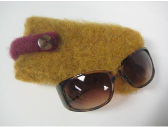 Pair of Amber and Cranberry Felted Wool Pouches