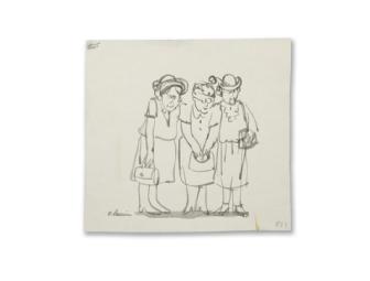 Five Original Betsy Lewin Greyscale Watercolors