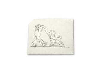 Five Original Betsy Lewin Greyscale Watercolors