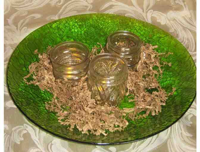 Bowl: Green Bent Glass with Candles