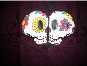 Dia de los Muertos Sugar Skull Medium Ladie's t-shirt by Natasha Blue