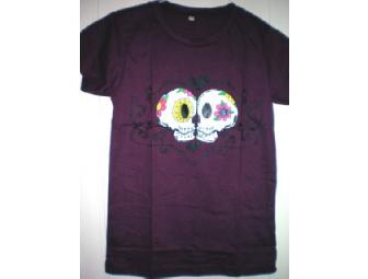 Dia de los Muertos Sugar Skull Medium Ladie's t-shirt by Natasha Blue