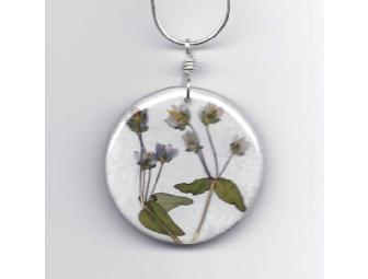 Pressed flower necklace & earring set by Shari Dixon