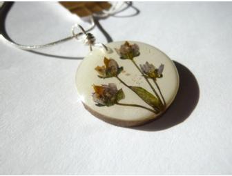 Small pressed flower pendant necklace by Shari Dixon