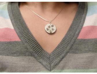 Small pressed flower pendant necklace by Shari Dixon
