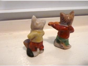 antique handpainted ceramic cat musicians