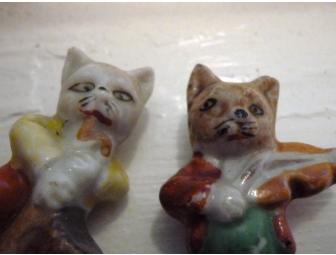 antique handpainted ceramic cat musicians