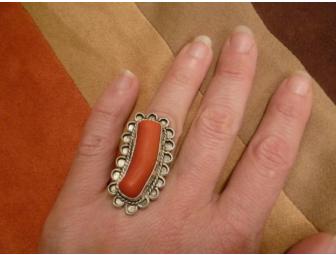Sterling & Coral Ring