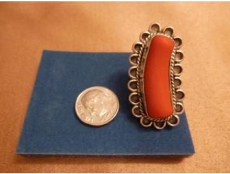 Sterling & Coral Ring
