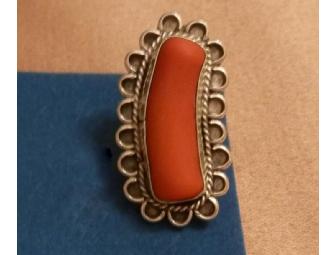 Sterling & Coral Ring