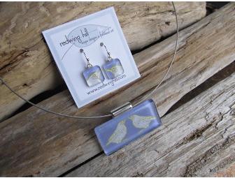 perched bird pendant & earring set by redwing hill