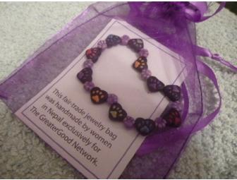 Pawprint Bracelet - handpainted beads (fair-trade)