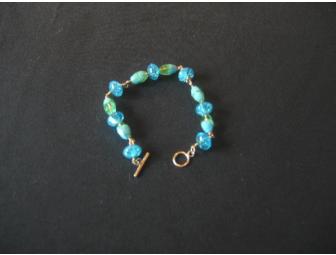 Bracelet - vintage style, hand made, blue & green