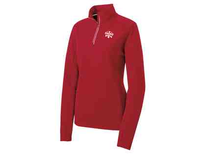 Ladies Red 1/4-Zip Pullover with SBS Logo