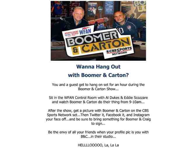 Attend a Live Broadcast of Boomer & Carton Show