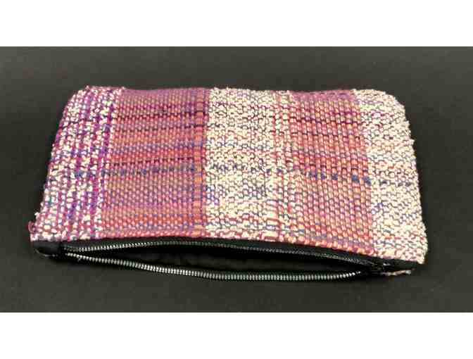 SCARC Saori Weaving - Lined Handwoven Zipped Clutch with inside pockets