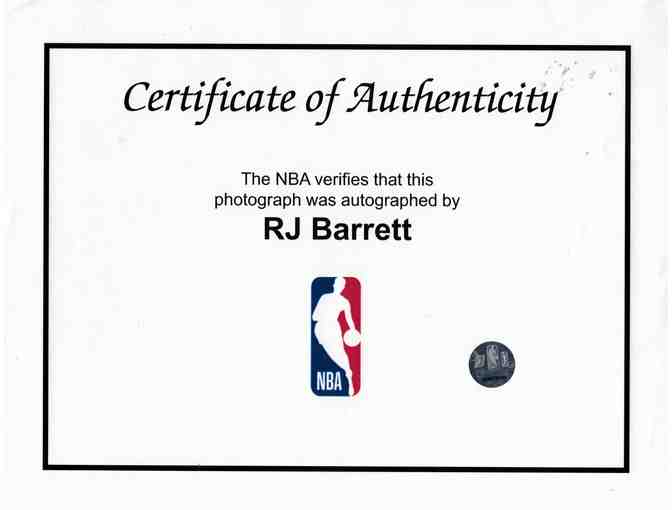 New York Knicks Autographed Ball and Card by RJ Barrett & Dennis Smith Autographed Card
