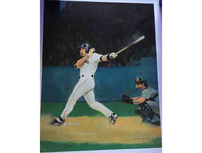 Limited Edition Print 'The Home Run' by Patrick Haskell.  Autographed by Jay Buhner (MLB)