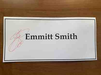 Autographed table placement of Emmitt Smith