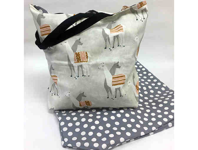 Happy Llamas Tote Bag - Handmade & Reversible!