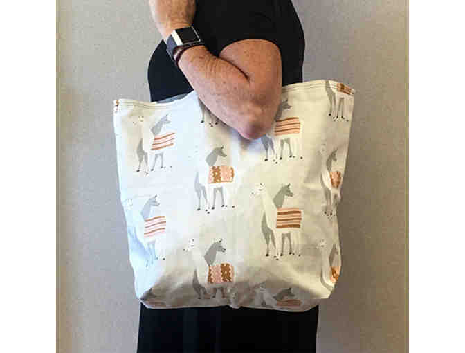 Happy Llamas Tote Bag - Handmade & Reversible!