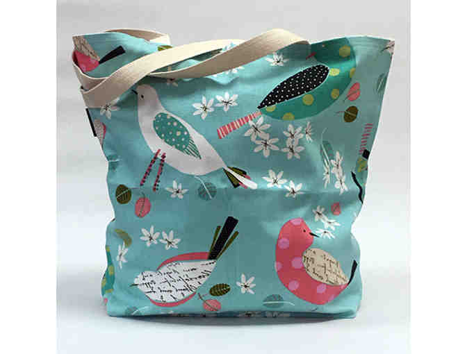 Blue Birds Tote Bag - Handmade & Reversible!