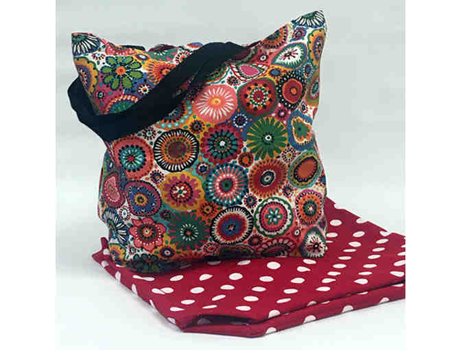 Bright Bursts Tote Bag - Handmade & Reversible!