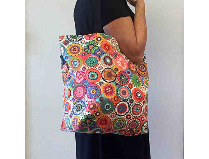 Bright Bursts Tote Bag - Handmade & Reversible!