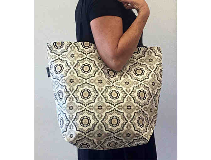 Neutral Medallions Tote Bag - Handmade & Reversible!