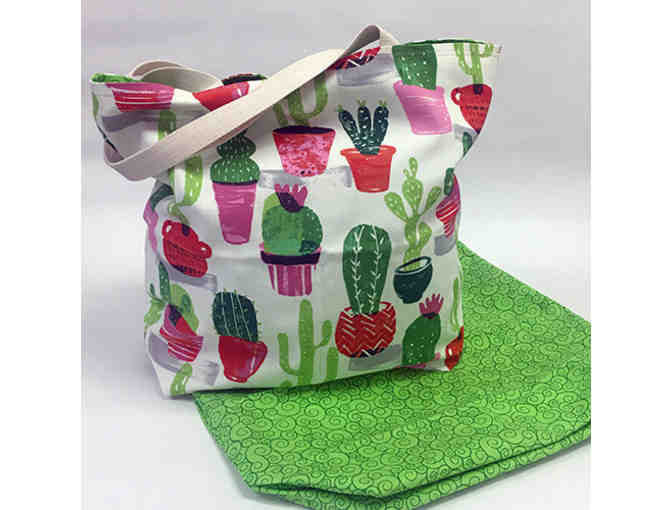 Colorful Cactus Tote Bag - Handmade & Reversible!