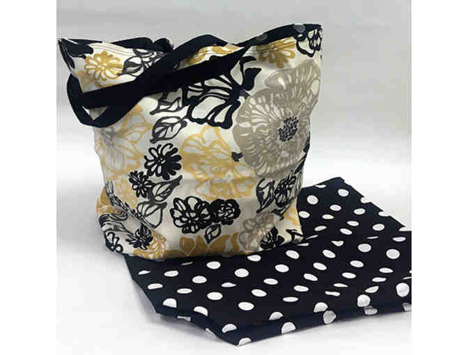 Yellow/Black Floral Tote Bag - Handmade & Reversible!