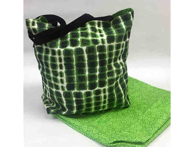 Green Crocodile Motif Tote Bag - Handmade & Reversible!