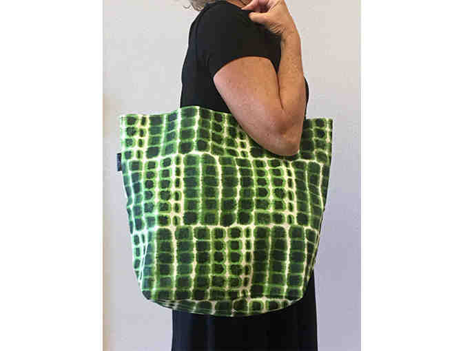 Green Crocodile Motif Tote Bag - Handmade & Reversible!