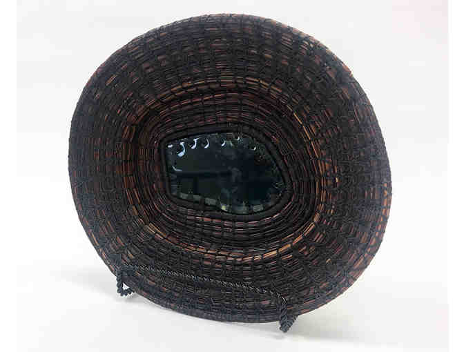 Handwoven Pine Needle Basket with Moss Agate Stone by Teresa Pace