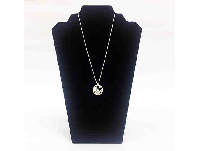 Sterling Silver Golden Gate Pendant with Natural White Sapphires