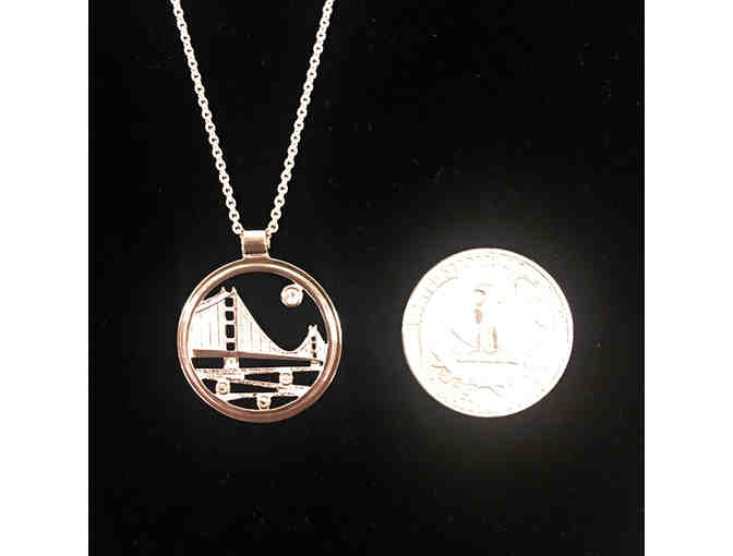 Sterling Silver Golden Gate Pendant with Natural White Sapphires