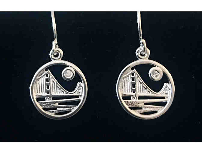 Sterling Silver Golden Gate Earrings with Natural White Sapphires