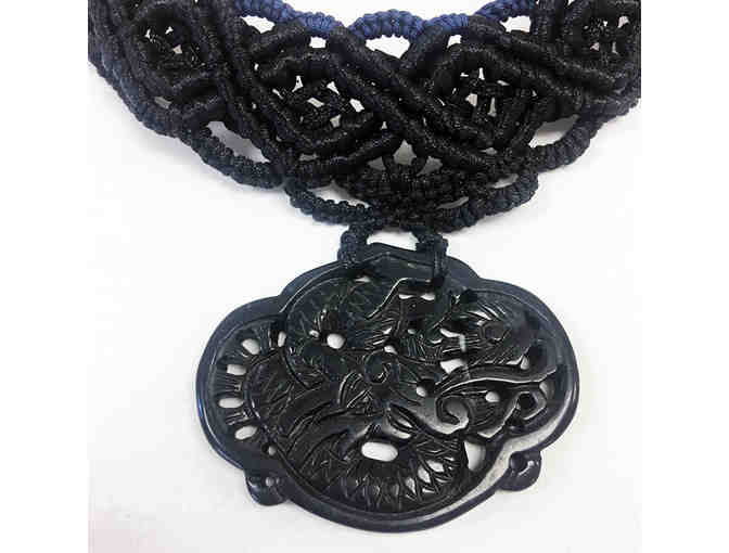 Handwoven Choker with Carved Pendant