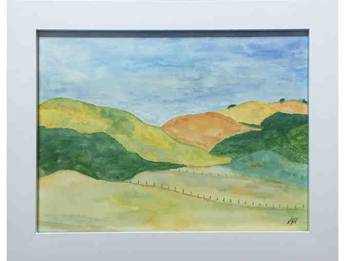 'Marin Hills' by Mike Shea, Original Watercolor in Frame