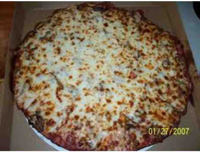 Living Room Laughs Comedy Show with Luigi's pizza